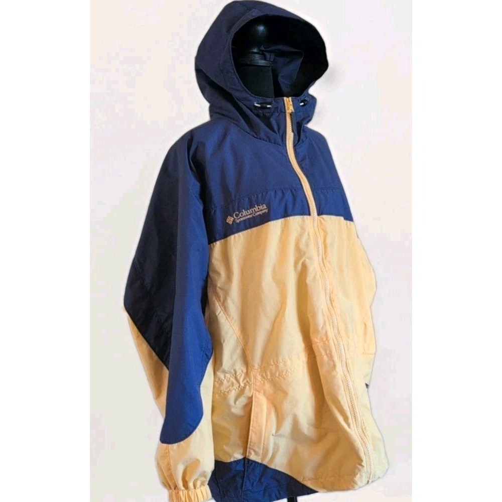 Sz XL Vintage Columbia Women's Blue‎ and Yellow Hooded Lightweight Zip Up Jacket